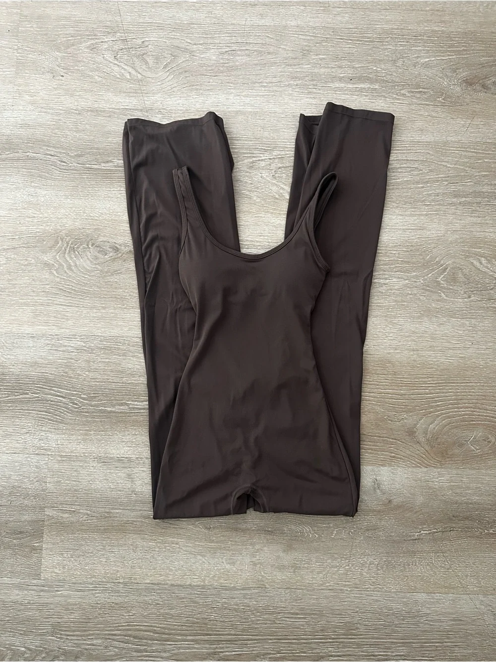 Scoop Neck Brown Stretch Jumpsuit - Women